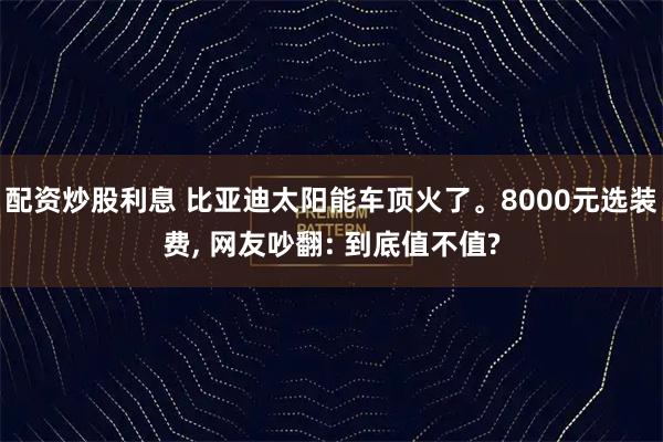 配资炒股利息 比亚迪太阳能车顶火了。8000元选装费, 网友吵翻: 到底值不值?